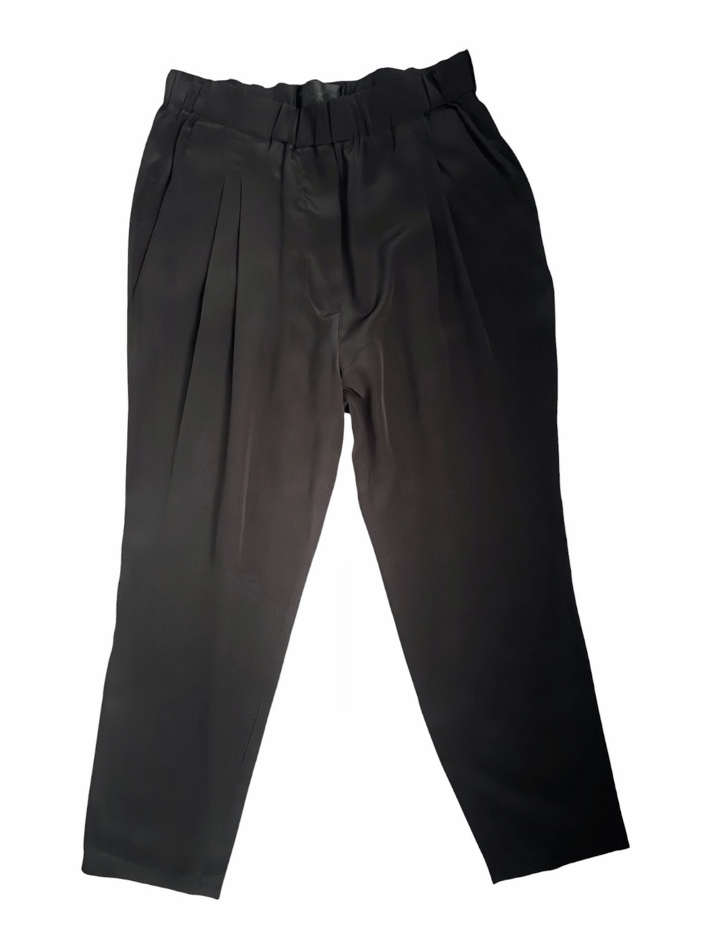 Nili Lotan 100% Silk Cropped Tapered Pants | Black | Size 2
